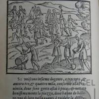 Modo di ballare. (Manera de bailar) Libro: "La Historia del Mondo Nvovo" por Benzoni, Girolamo (extranjero)