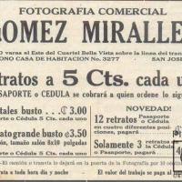 Publicidad de Gómez Mirallez en un diario por Gómez Miralles, Manuel. Documental