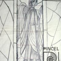 Boceto del vitral La Anunciación (Arcángel)   (detalle) por González de Sáenz, Luisa
