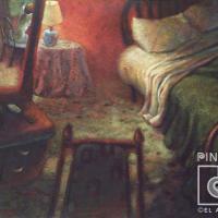 Dormitorio con lámpara y señora. por Hine, Ana Griselda
