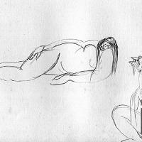 Mujer arrecostada y mujer sentada. Dibujo 12 del Sketch Book 2 por Jiménez, Max