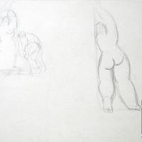 Cartón con dos bocetos para desnudo ante el espejo por Jiménez, Max