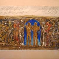 Bocetos preliminares del mural al óleo de Xibalbá por Quirós, Teodorico