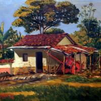 Casa de adobe con carreta por Salazar Quesada, José Francisco