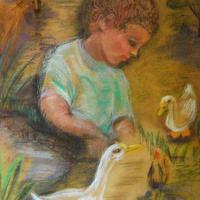 Retrato de su hijo con patos por Siebe, Gisela